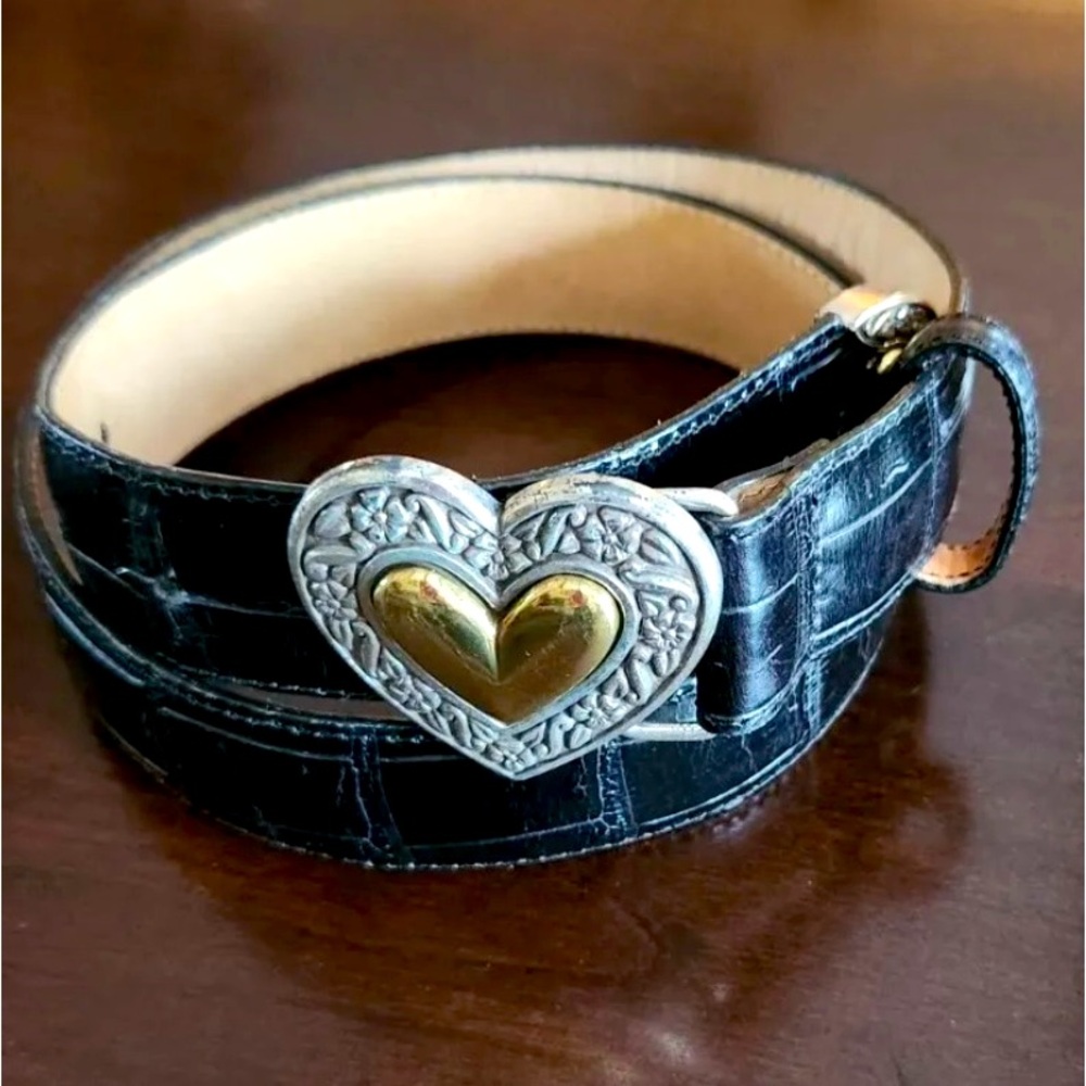 Brighton Black and Gold Heart Buckle Belt